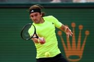 Stefanos Tsitsipas of Greece plays a forehand against Jordan Thompson of Australia in the Men's Singles Second round match during day three of the Rolex Monte-Carlo Masters. Source: Getty
